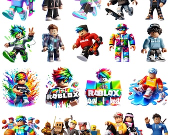 Roblox PNG-bundel, gaming-tekenset clipart, kleurrijk roblox-sublimatieontwerp, digitale download