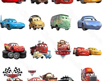 PNG-bundel met 25 auto's | Lightning McQueen and Friends png-pakket voor stickers, cricut en sublimatie
