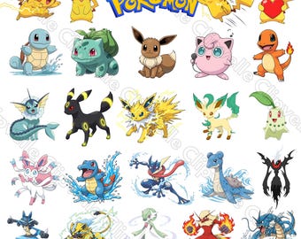 Pokemon png-bundel, schattige anime monster clipart set, kawaii gaming sublimatie ontwerpen, instant digitale download png