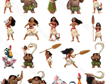 PNG-bundel met 20 kreunen | Eilandprinses-personagepakket voor stickers, cricut, sublimatie en knutsels
