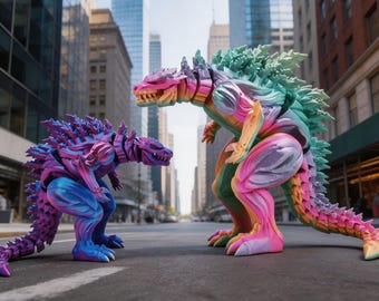 Articulated Muscular Kaiju Monster Figure, Godzilla-Style 3D Print Desk Decor (16–23 cm)
