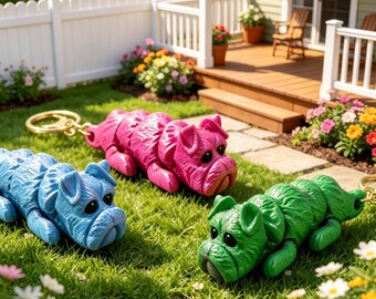 Llavero articulado de Schnauzer impreso en 3D, juguete antiestrés que se mueve, colgante para bolso de PLA de 5 cm