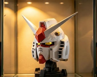 3D Printed Mecha Helmet, Wearable Anime Robot Head, LED Lights Display Bust