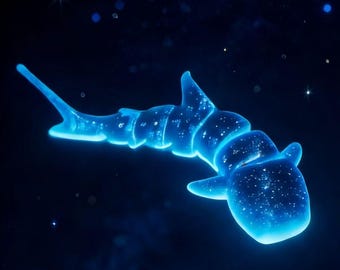 3D Printed Glow Whale Shark Figure, Articulated Bioluminescent Ocean Toy