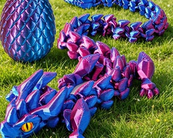 3D Printed Articulated Dragon Toy, Crystal Stone Texture, Flexible Fidget Decor