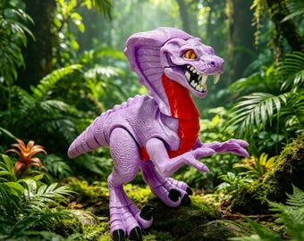 3D Printed Purple Cobra Raptor Monster Toy, Articulated Fidget Desk Decor (Purple)