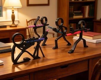 3D Printed Stickman Pencil Holder, Action Figure Desk Organizer, Pen Stand, Office Decor