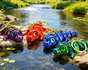 Llavero articulado de cocodrilo bebé, juguete antiestrés impreso en 3D, colgante para mochila de PLA degradado