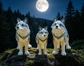 3D Printed Arctic Wolf Figurine, Poseable Articulated Desk Model, PLA Toy, Wolf Gift
