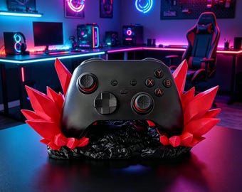 Soporte para mando de Xbox con forma de trono de cristal impreso en 3D, decoración de escritorio para juegos de 20 cm, soporte para mando estilo RGB y base de exhibición.