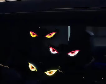 LED Devil Eyes Car Rear Window Light, Solar Powered Ornament (USB Charging)