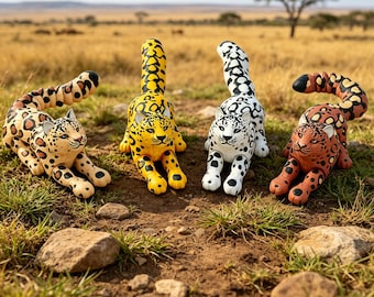 Figura articulada de leopardo impresa en 3D, juguete de felino grande con posibilidad de pose, set de decoración de la jungla.