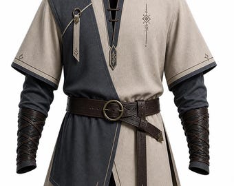 Viking Tunic Men's Medieval Costume, Fantasy Warrior LARP Cosplay Shirt