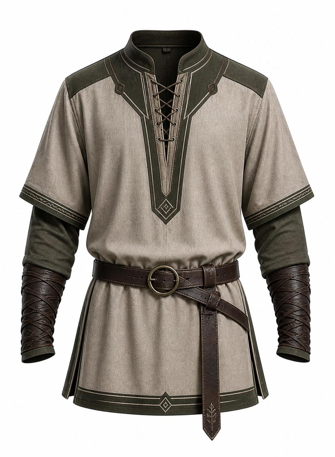 Mens Viking Tunic Costume, Medieval Renaissance Lace-up Shirt, Fantasy ...