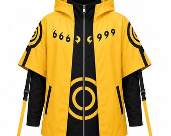 Golden Sage Hooded Anime Cloak Jacket – Yellow Fantasy Cosplay Coat, Convention & Gaming Costume
