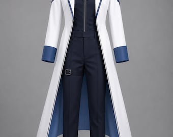 White Navy Anime Cosplay Coat Costume | Fantasy Long Trench Outfit for Men