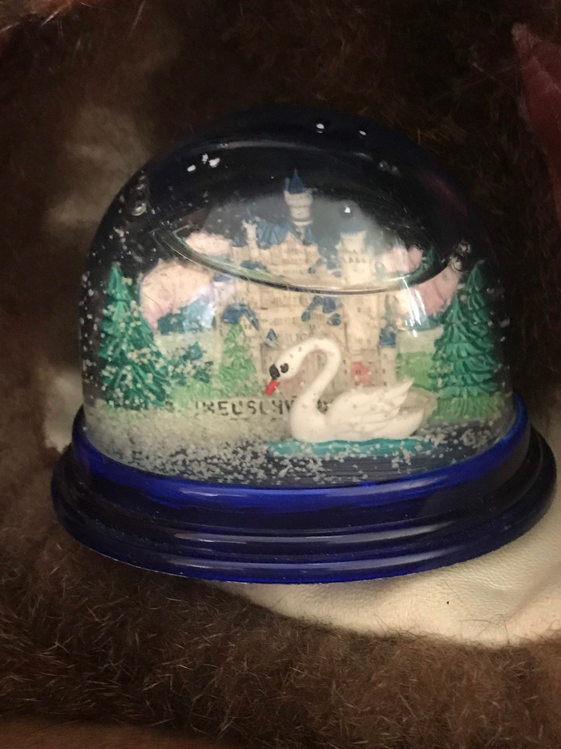 Vintage Snow Globe Swan German Neuschwanstein Snow Dome Made Etsy