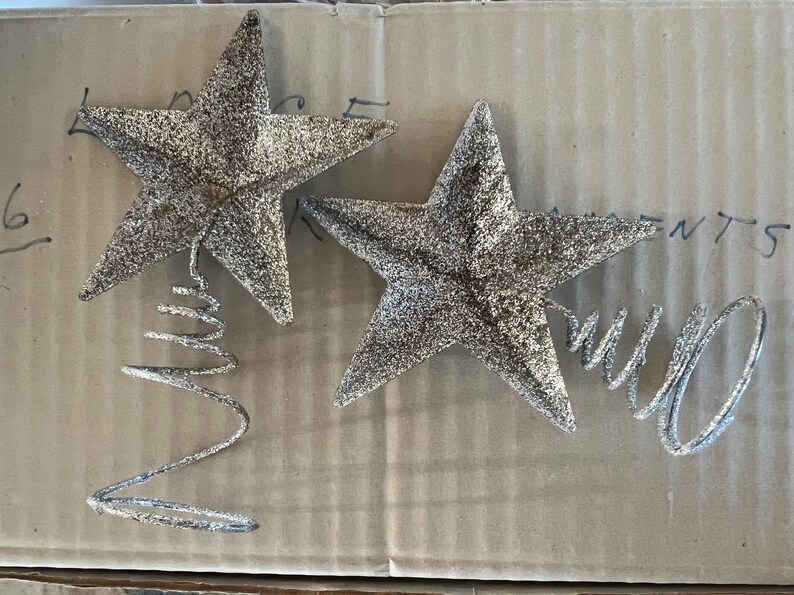 Star Tree Topper Vintage Christmas Ornament Feather Tree SILVER Glitter ...