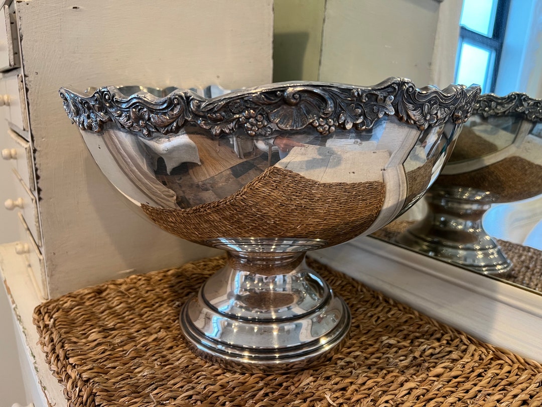 Vintage Silver Punch Bowl Christmas Holiday Wedding Etsy