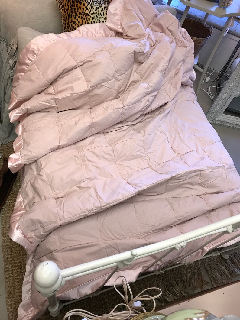 Down Comforter Feather Quilt Twin Pink Eiderdown Pink Bedroom Etsy