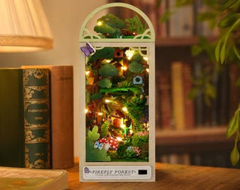 Firefly Forest Book Nook Kit DIY Miniature Dollhouse Enchanted Forest Shelf Insert LED Lights