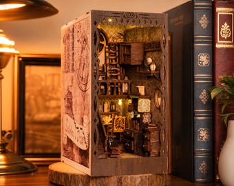 Scholar's Dream Book Nook Kit Holz Miniatur Bibliothek Regal Einsatz DIY Puppenhaus Bücherregal Dekor