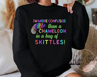 Estoy más confundido que un camaleón en una bolsa de Skittles, PNG