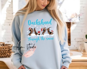 Perro salchicha en la nieve, PNG, camiseta, descarga digital