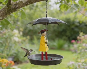 Umbrella Girl Bird Feeder | Whimsical Garden Bird Feeder, Outdoor Yard Decor, Cute Bird Station