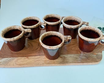 Vintage Hull Crestone Brown Drip Coffee Mug, O Handle, Oven Proof USA