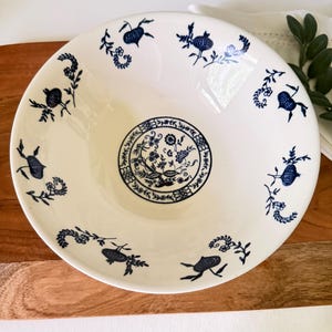 Vintage Scio Blue Onion Bowl, 8 5/8" USA Pottery