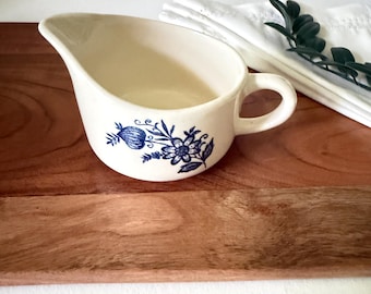Jarra para crema Scio Blue Onion vintage, cerámica azul y blanca de EE. UU.