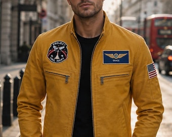 Giacca gialla ispirata a Ryan Gosling del film Hail Mary, realizzata a mano da Ryland Grace Project, giacca spaziale NASA, giacca in cotone per cosplay cinematografico.