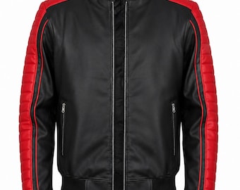 Ryan Gosling in Fall Guy, Miami Vice, giacca bomber in pelle, costume nero e rosso della squadra di stuntman.