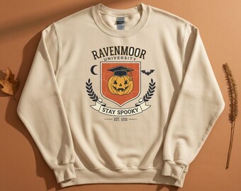 Halloween Varsity Sweatshirt, Spooky University Crewneck, Gothic College Top, womens halloween