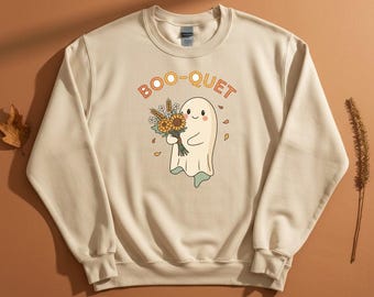 Ghost Bouquet Crewneck, Pastel Cottagecore Halloween Sweatshirt