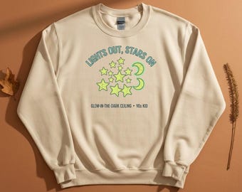 Glow in the Dark Ceiling Stars Sweatshirt, 90s Nostalgia Crewneck, Cozy Fall Stargazer Pullover, Space Lover Gift for Her, Retro Sweater