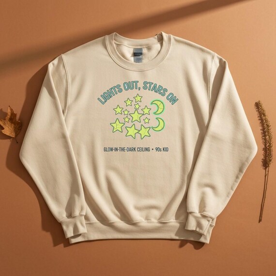 Glow in the Dark Ceiling Stars Sweatshirt, 90s Nostalgia Crewneck, Cozy Fall Stargazer Pullover, Space Lover Gift for Her, Retro Sweater