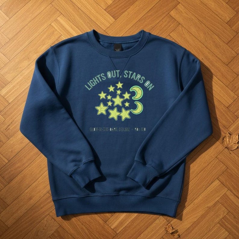 Glow in the Dark Ceiling Stars Sweatshirt, 90s Nostalgia Crewneck, Cozy Fall Stargazer Pullover, Space Lover Gift for Her, Retro Sweater image 7