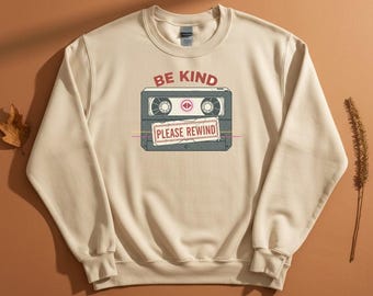 Be Kind Rewind VHS Sweatshirt, Retro 90s Nostalgia Crewneck for Movie Lovers, retro gift