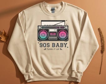 Retro Boombox Sweatshirt, 90s Music Lover Pullover, Old School Hip Hop DJ Gift, retro crewneck