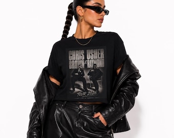 Chris Brown and Usher Tour 2026 T-Shirt | Silhouette Musicians Graphic Tee, Concert Tour Merch