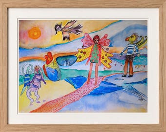 Mixed media painting - The secret garden  - one of a kind- "Fantasy collection"