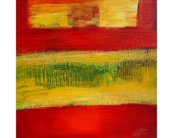 Warm Road 12 x 12 inches -Acrylic Painting-Abstract Art-Rothko Abstract expressionism- Yellow Red Painting  "Color Field Collection".