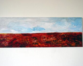 Original Abstract Painting -Flower Field -Acrylic Painting on Canvas-  28" x 10"