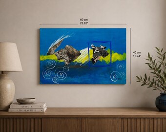 Flight -Abstract Art  Collage "Flight" Blue Wall Decor, Expressionism, Modern Abstract Wall Art Original Painting , Gift for Art lovers