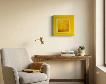 Original Abstract Yellow Acrylic Painting 12x12, Color Field Collection, Small Square Canvas Wall Art, Modern Minimalist Home Decor