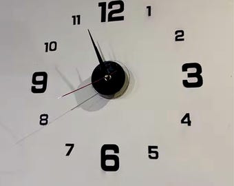 DIY Frameless Wall Clock | Acrylic Number Stickers | Silent Modern Home Decor Gift