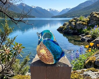 Hand Blown Glass Bluebird of Happiness | Decorative Glass Bird Figurine | Home Decor Gift