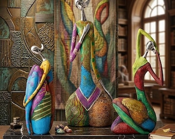 Abstract Woman Resin Sculpture – Modern Colorful Home Decor Statue